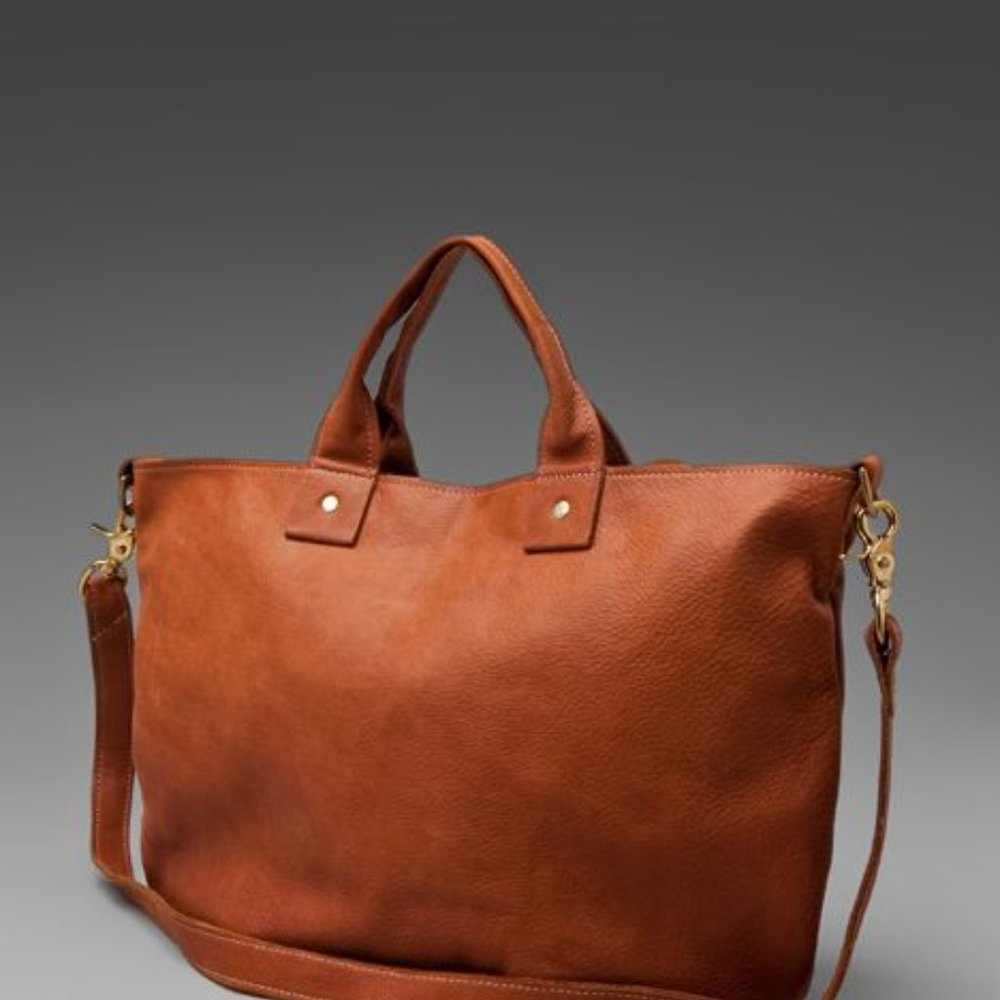 CLARE V.Leather Handle Crossbody Messenger Bag